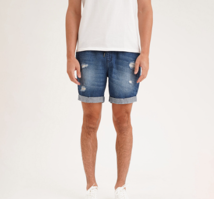 Penshoppe Modern Fit Ripped Denim Shorts For Men