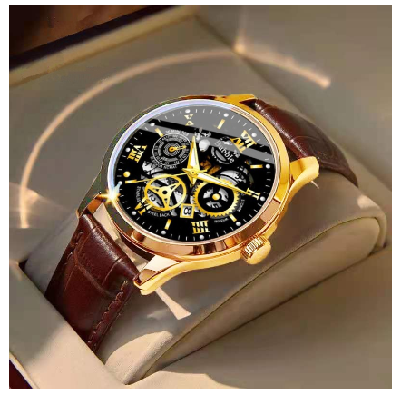 Original Luxury Hollow Stainless Steel Gold Fashion Business All-Match Luminous Waterproof Calendar Quartz Korean automatic analog Watch M9
