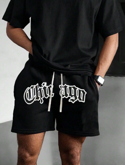 Men's Summer Casual Shorts, Comfortable Sweatshirt Shorts With Letter Print Design