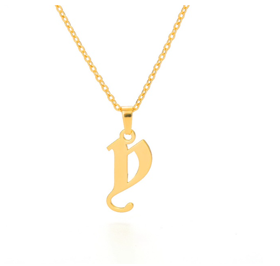 Maxzone Tiny Old English Letters Necklaces For Women Lowercase Initial A-Z Letter Pendant Necklace Men Vintage Font Boho Jewelry Gift Y