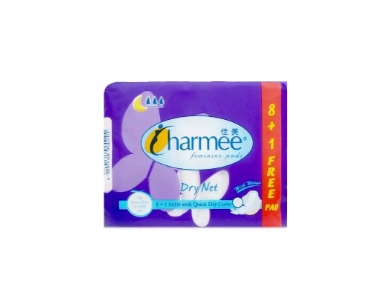 Charmee Dry Net Feminine Pads Heavy Flow with wings 8's