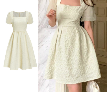 Lovito Women Contrast Mesh A Line Dress L62ED163 Apricot