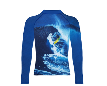 Island Haze Sunset Splash Long Sleeved Rashguard with UPF 50 Mens Swimwear