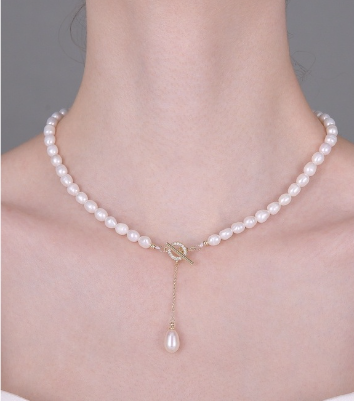 Natural fresh water pearl tassel necklace for women