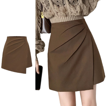 Lovito Women Casual Plain Pleated Skirt L77ED087