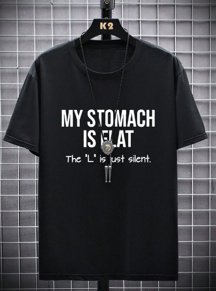 Manfinity Homme Plus Size Men's Casual Round Neck Short Sleeve Letter Print Shirt