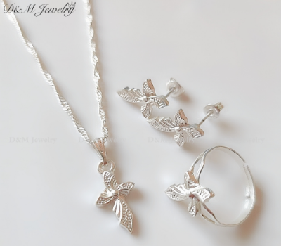 D&M Jewelry 925 silver 3in1 set for women (adjustable ring)