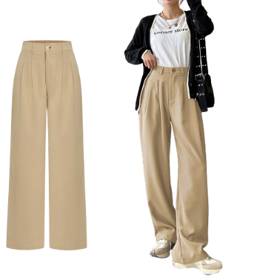 Lovito Women Draped Mid Waist PANTS L64AD096 (Khaki)