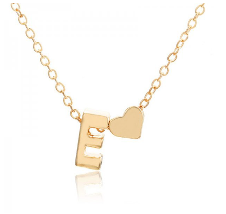 Necklace 26 Letter Pendant Necklace Women Peach Heart Shaped Clavicle Chain Necklace Accessories E