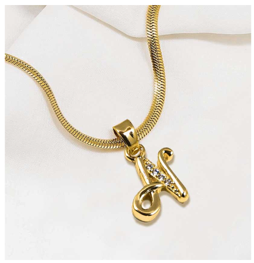 LAJ 18k Gold Stainless Steel Initial A-Z Necklace SLP116 LETTER with LX873D FREEBOX N