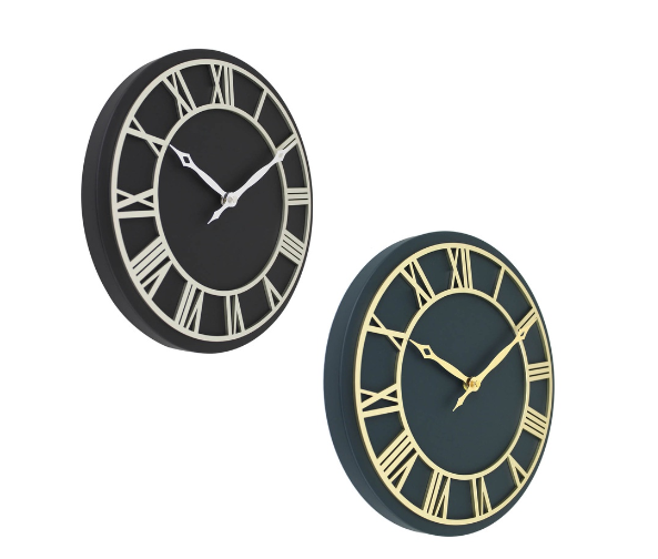 At Home Deluxe Tristan Nordic Metal Wall Clock 12 Inches Embossed Easy Read Analog For Home Office