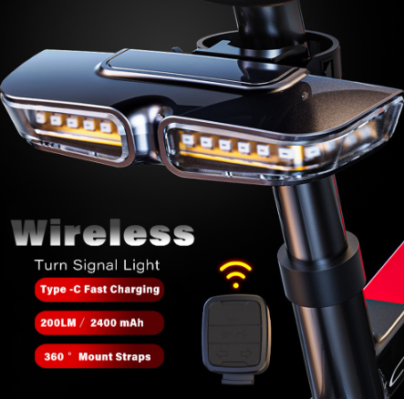 Wireless Bike Light Turn Signal Indicator Front Rear Light Remote Flash Back Headlight for Bicycle USB Rechargeable Taillight