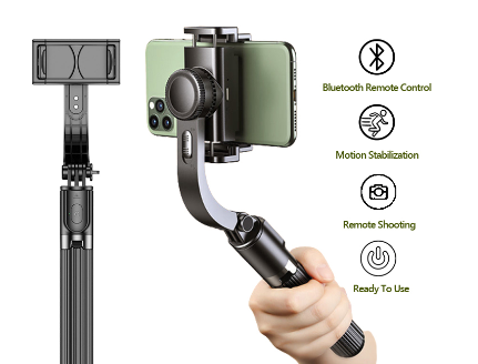 4in1 L08 Gimbal Stabilizer For Phone Stabilizer Anti-Shake Selfie Stick Vlogging Tripod Stick Tripod With Bluetooth Remote