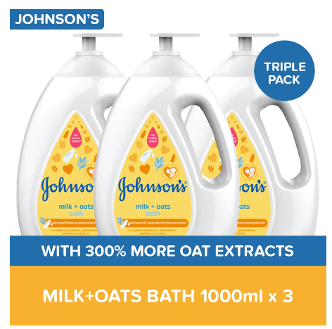 Johnson's Milk+Oats Bath 1000ml x 3