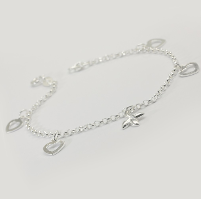 Silver W012 Italy 925 Heart Angel Ladies Bracelet