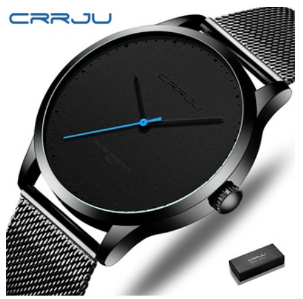 CRRJU Men's Watch Original Brand Ultra-thin Fashion Business Analog Quartz Stainless Steel Waterproof 2167  BLACK