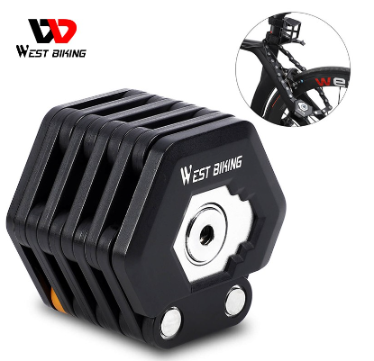 WEST BIKING Foldable Bicycle Lock With 3 Keys Security Anti-Theft Mtb Road Chain