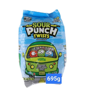 Sour Punch Twist Assorted Flavors  Strawberry  Green Apple  Blue Raspberry Cherry  110's