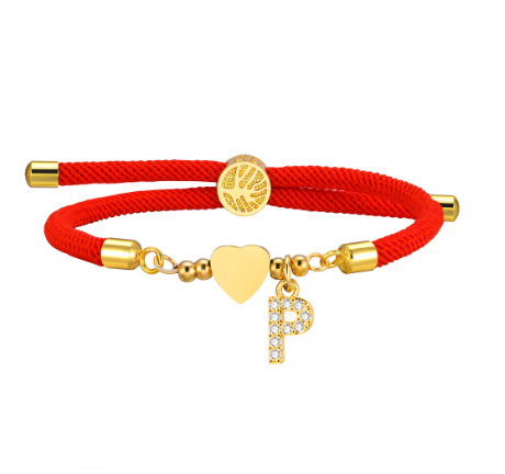 Vnox Zircon Cubic A-Z Initial Letter Women Bracelet Tree of Life Adjustable Red Rope Bracelet for Women Jewelry Gift P