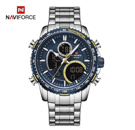 Naviforce Men Top Luxury Analog Sport Quartz Calendar Military Led Digital Chronograph Watches BLUE