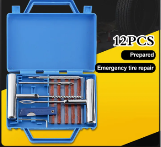 Tire Puncture Repair Tool Car and Motorcycle Tubeless Tire Repair Tools Kit with Portable Case