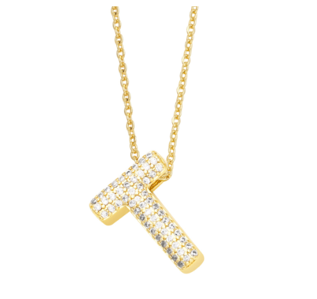 Fashion Clear Crystal A-Z Initial Necklace for Women Copper Gold Plated 26 Letters Pendant Name Jewelry Gifts T