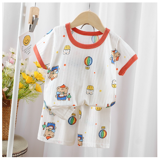 Baby Summer Casual Short-Sleeved Suit Baby Cotton Short-Sleeved  Shorts Suit Baby T-shirt Suit T5