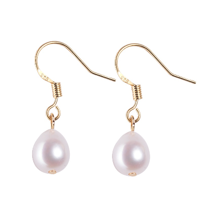 925 sterling silver hook rice pearl earring