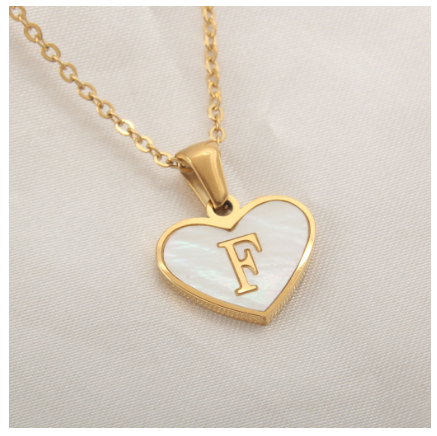 Stainless Steel 26 Letter Pendant Necklace Love Shell Card Necklace Necklace Fashion Gift for Men and Women F