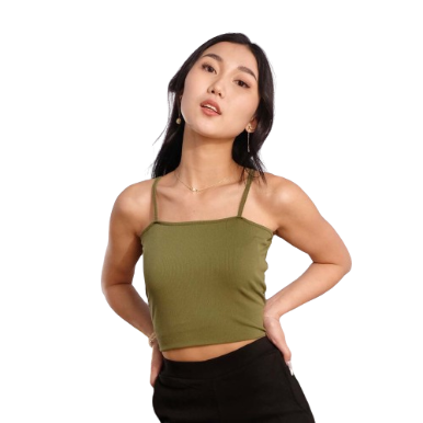 Inspi Chic Trendy Curve Tube Cami Top For Women Korean Sleeveless Shirt Summer Beach Outfit (Army Green)