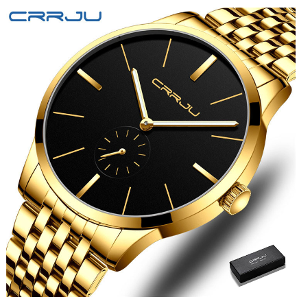 CRRJU men's watch casual fashion simple design quartz movement business style sports waterproof 2166 M03