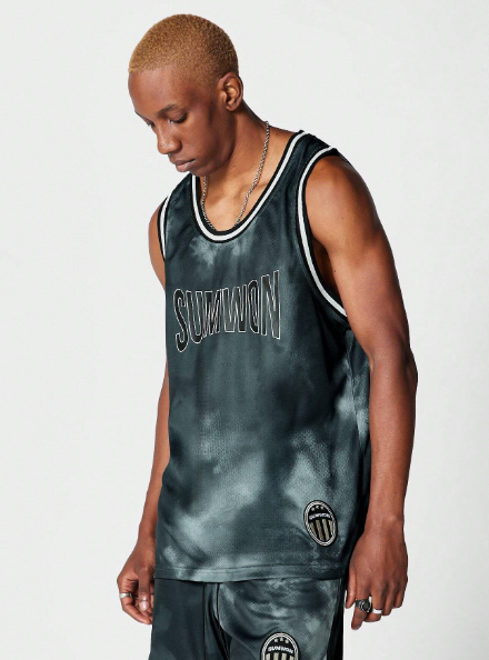 SUMWON Basketball Tank With All Over Print and Front Print