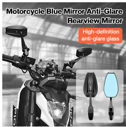 Motorcycle Side Mirror Street King Anti-Glare Street King Adjustable Blue Lens Made