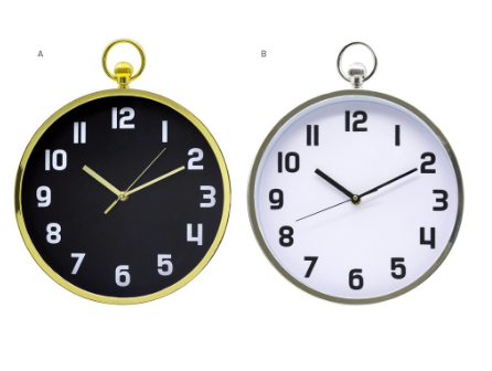 At Home Deluxe Silent Nordic Wall Clock 12" Shiny Easy Read Time Hang Minimalist Analog Home, Office