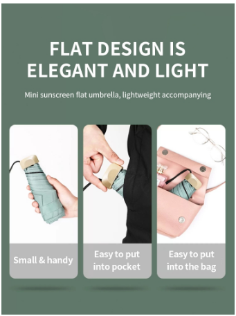ICON Mini Pocket Umbrella Payong Ultralight 6-Fold Portable Folding Mini UV Protection Small Umbrel
