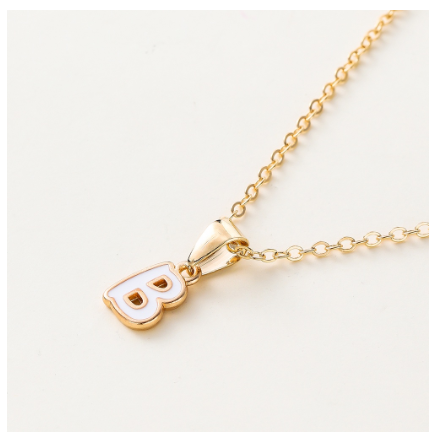 St.kunkka Three-Dimensional Metal English Letter Pendant Necklace Ladies Necklace A-Z for Gift B