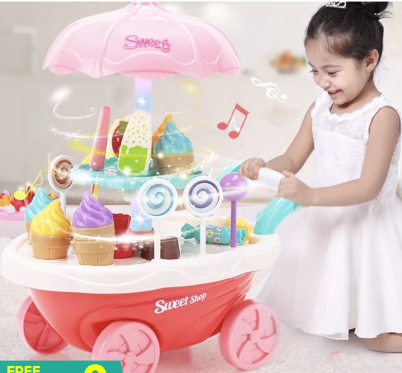 Toys for Kids Girl Mini lce Cream Candy Car Toy Sweet Dessert Cart