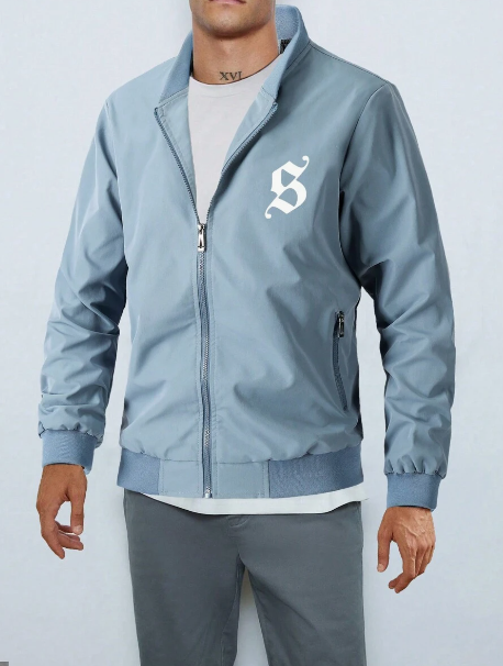 Men's Solid Color Outdoor Sports Jacket With Zipper And Stand Collar