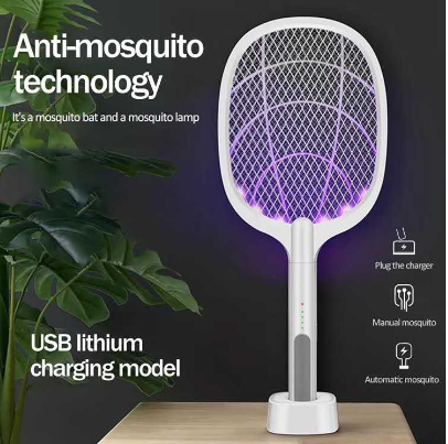 Powerful Rechargeable Electronic Mosquito Insect Bug Fly Zapper Swatter Net Racket Built-in Lithium