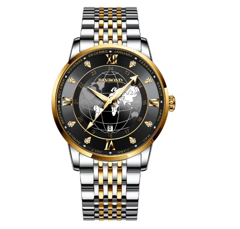 Binbond Original Luxury Men's Unique Watch Male Earth Starry Sky Luminous Fashion Business Stainless Steel Butterfly Buckle Wrist Watch M6