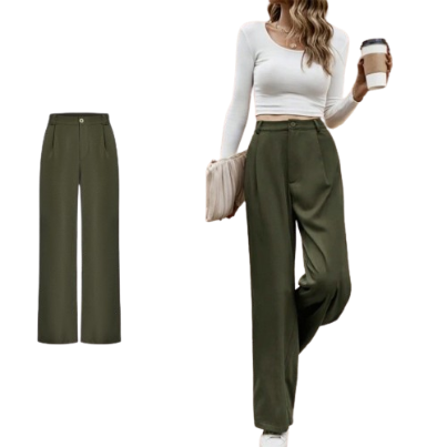 Lovito Women Basic Pants L68ED230 (Olive)