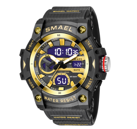 SMAEL Sports Outdoor Men's Watches Dual Display Analog Digital Wrist Watches LED Alarm Stopwatch Waterproof Tactical Male Clock 001