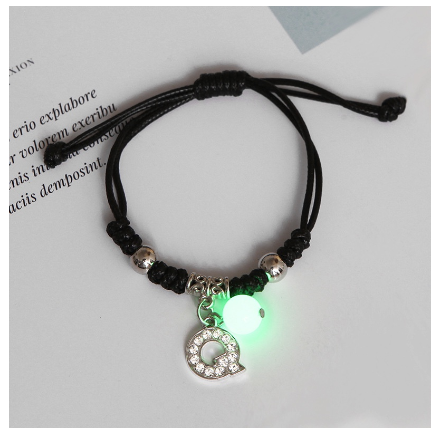 Luminous Couple Bracelet 26 English Letters Crystal Friendship Bracelet Women Men Jewelry Glow in the Dark Q