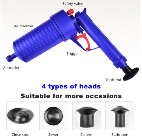 Toilet Clean High-Pressure Pump Cleaner Air Drain Blaster Pump Plunger Sink Pipe Clog Remover