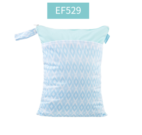 Happy Flute 1PC Reusable Waterproof Fashion Prints Wet And Dry Diaper Bag Double Pocket Cloth Handle Wetbags 30x40CM S27