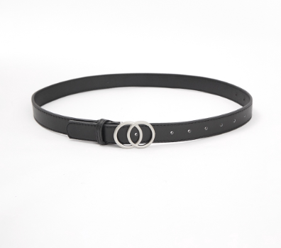Lovito Women Casual Plain Ring Belt L69AD038 (Black)