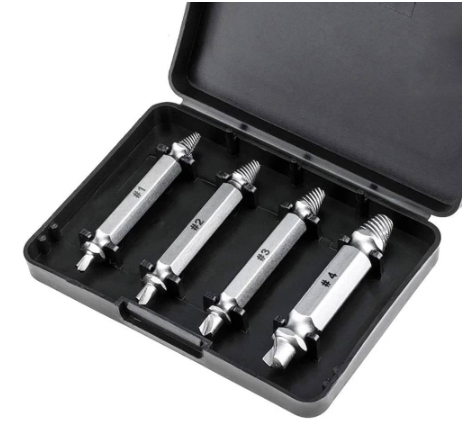 Plextone 4Pcs Damaged Screw Extractor Sets Speed Out Drill Bit Bits Tool Set Broken Bolt Remover