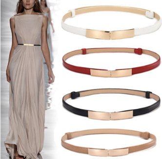 Elastic Belts For Women Skinny Dress Waist Belt Leather Buckle Gold Belts