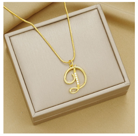 18K Gold Letter Pendant Necklace Retro Snake Chain Choker Diamond Couple Necklaces Jewelry Accessories Gift D