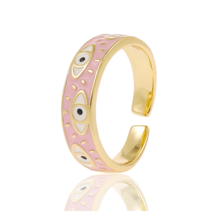 Turkish Evil Eye Adjustable Rings Colorful Enamel Dripping Oil For Women Jewelry Gifts FF